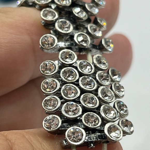 Vintage Silver and Rhinestone Bracelet - Picture 6 of 12